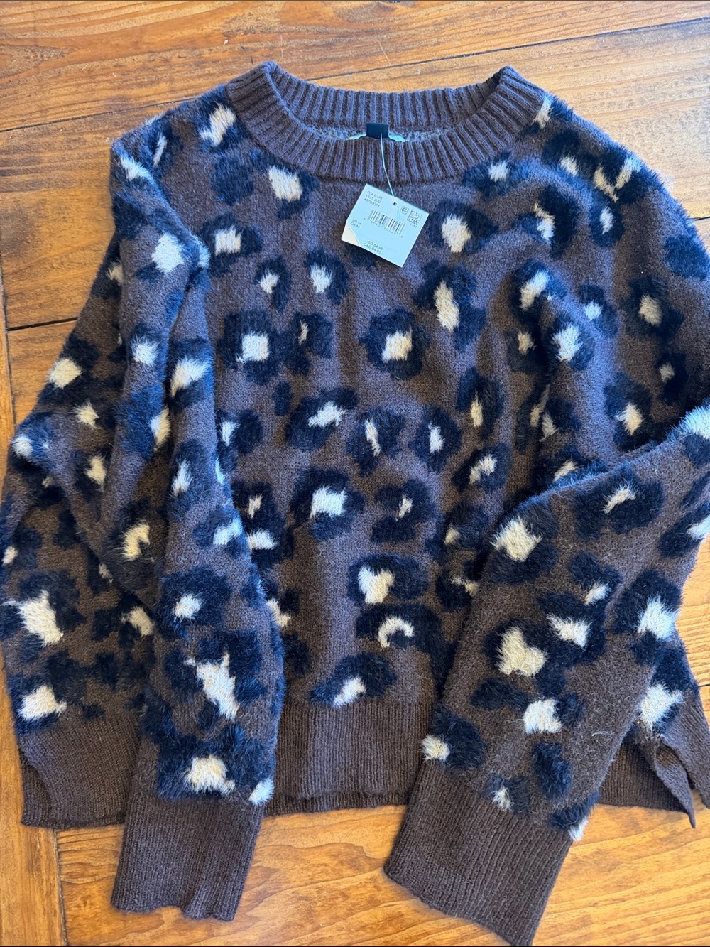 American Eagle Outfitters Leopard-Print Crewneck Sweater - Brown/Black/White